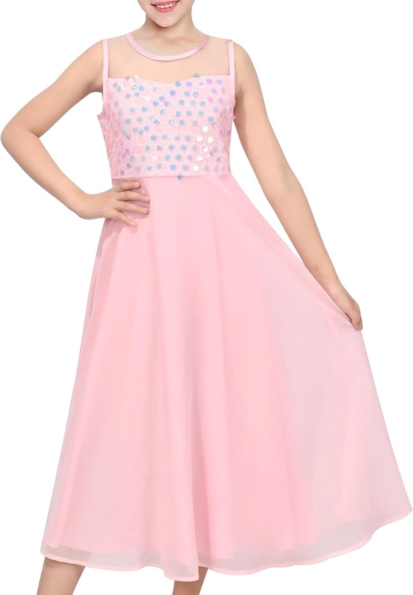 Jurk Strass Chiffon Bruidsmeisje Dansbal Maxi Japon 6-14 jaar