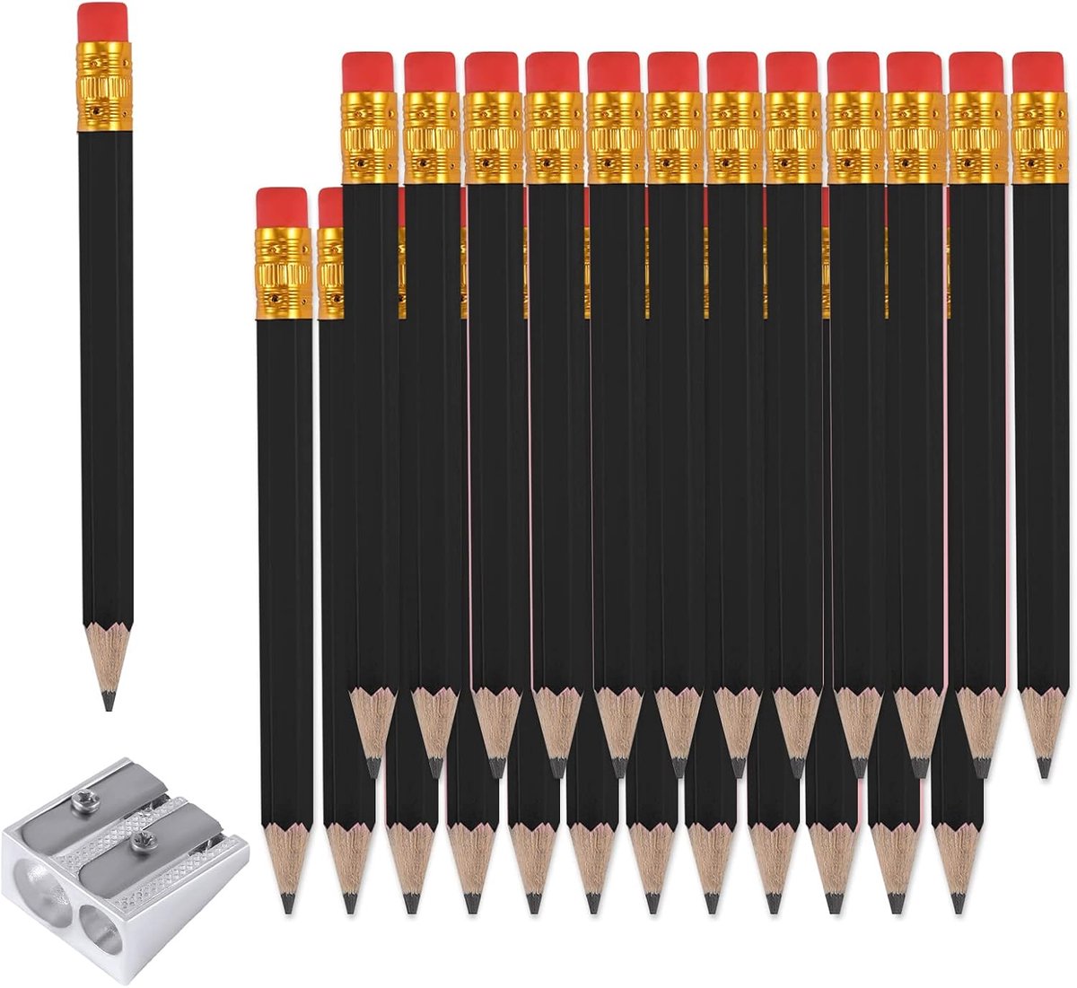 Mini Potloodjes 25 stuks - 4 inch Golf Potloodjes met Gum - Perfect voor Kinderen en Schoolgebruik - ShopVlot