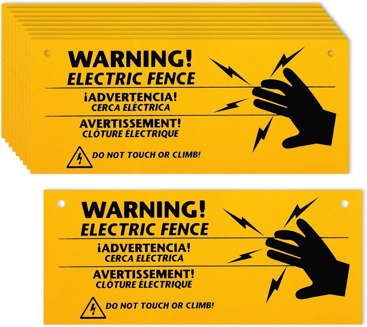 10 stuks elektrische omheining waarschuwingsborden - plastic waarschuwingsbord - geen aanraken of klimbord voor boerderij, weilanden, huis, tuin, magazijn - 25,5 x 10 cm