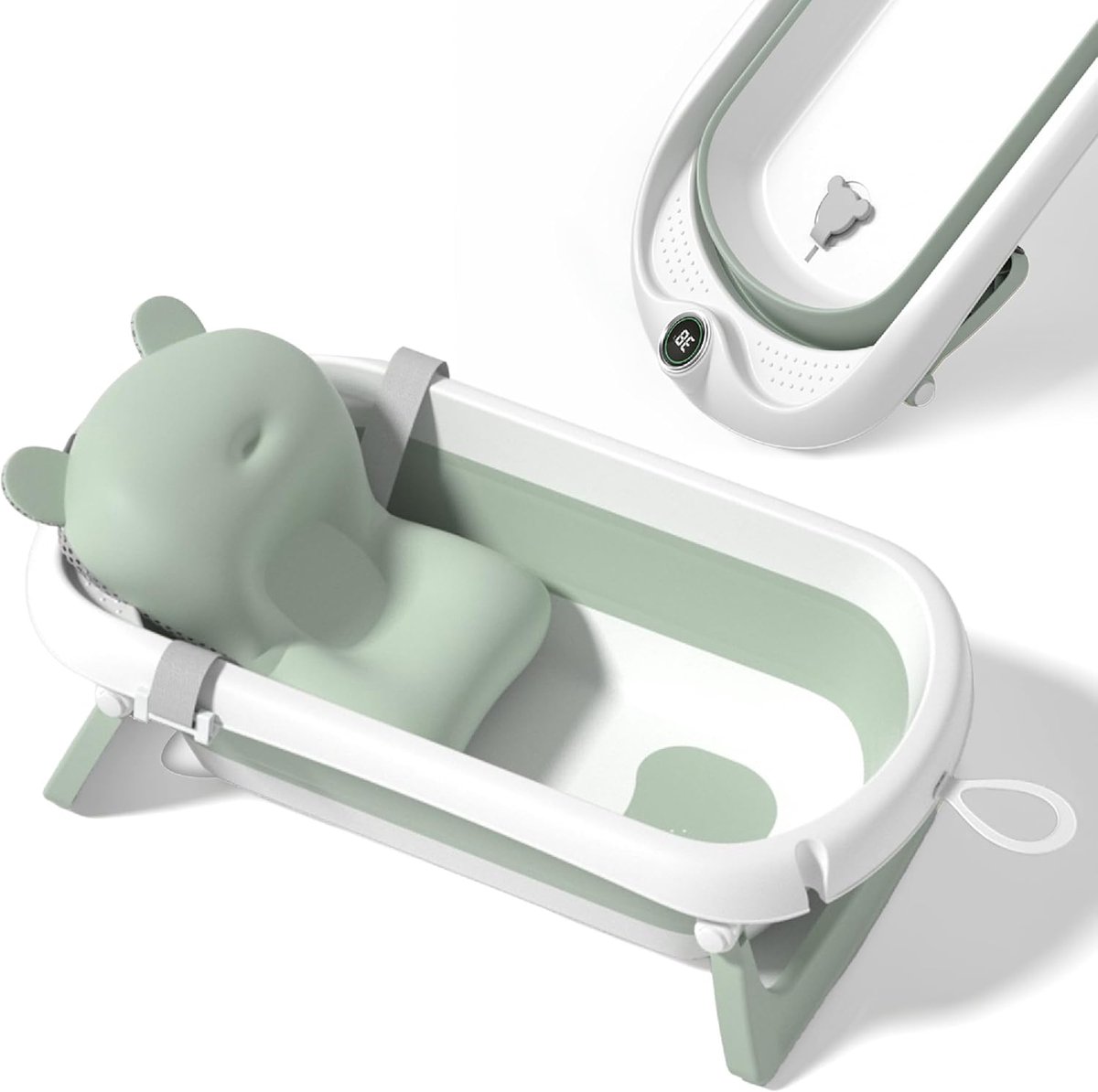 Baby Bad Met Antislip Badkussen - Thermometer Babybad Van Geboorte Tot 3 Jaar