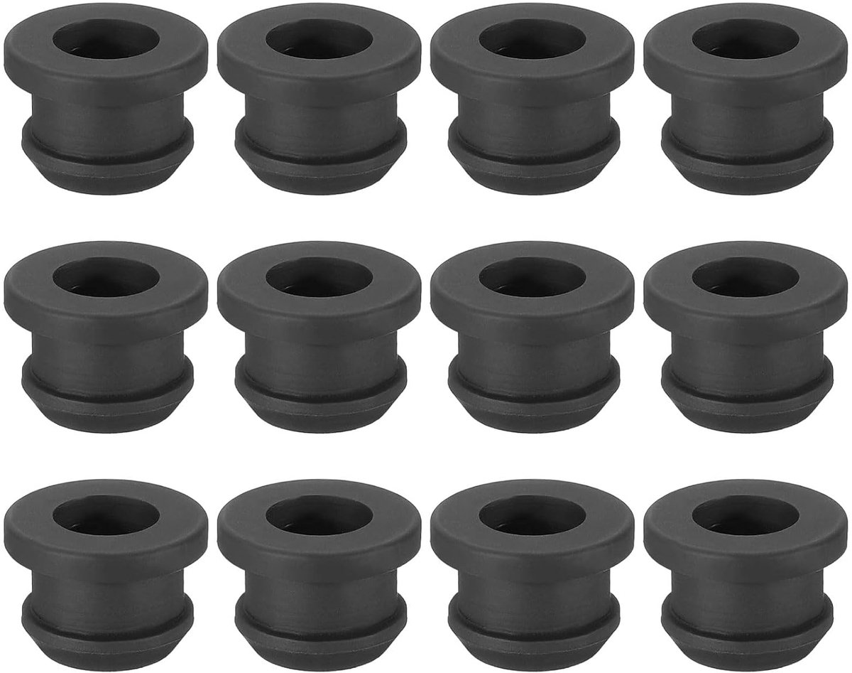 7/16 Inch Boor Gat, 5/16 Inch ID Rubber Doorvoertules, 12 Stks Top Hat Grommet voor Bedrading Oogring Pakking Automotive Firewall Kabel Gat Plugs Draden Bescherming, Zwart, 0,57 In