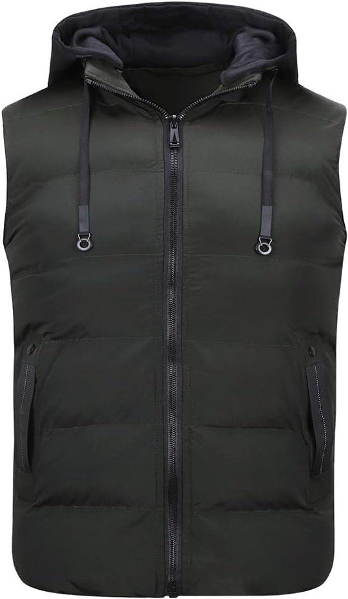 Heren Hooded Gilet Casual Winter Winddicht Gewatteerde Bodywarmer Outdoor Dikke Gewatteerde Puffer Body Warmer — afbeelding 3