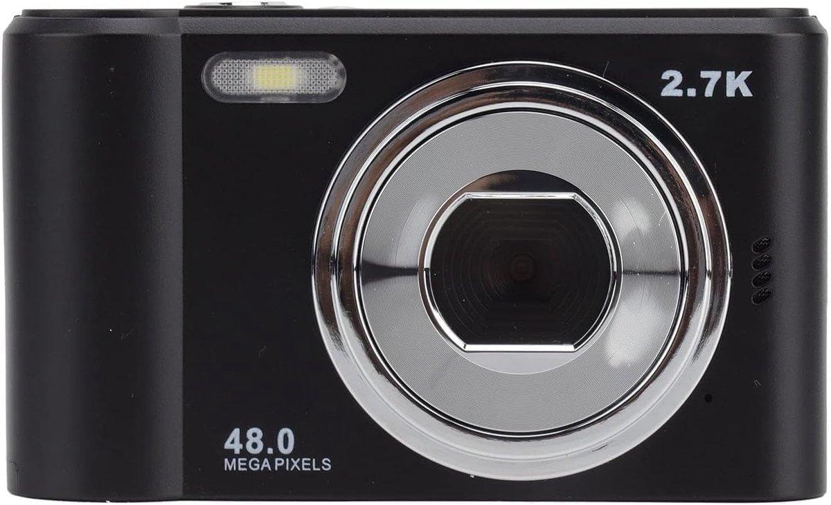 SnelShoppen - Digitale Camera 44MP Zwart Oplaadbare HD Digitale Video Studenten Camera's Draagbare Mini Camera voor Kinderen Tieners Beginners met 2.7