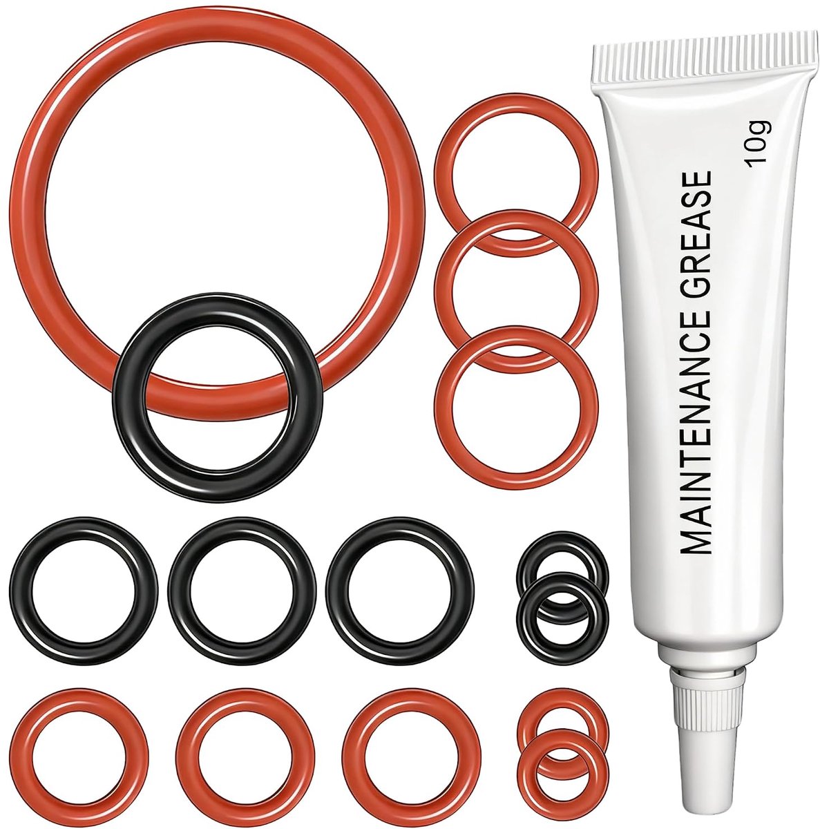 15 stuks O-ring afdichtingsset voor Philips volautomatische koffiemachine met 10 g siliconenvet, siliconen reserveonderdelen voor zetgroep, ondersteuningsventiel, stoomventiel en uitloopventiel