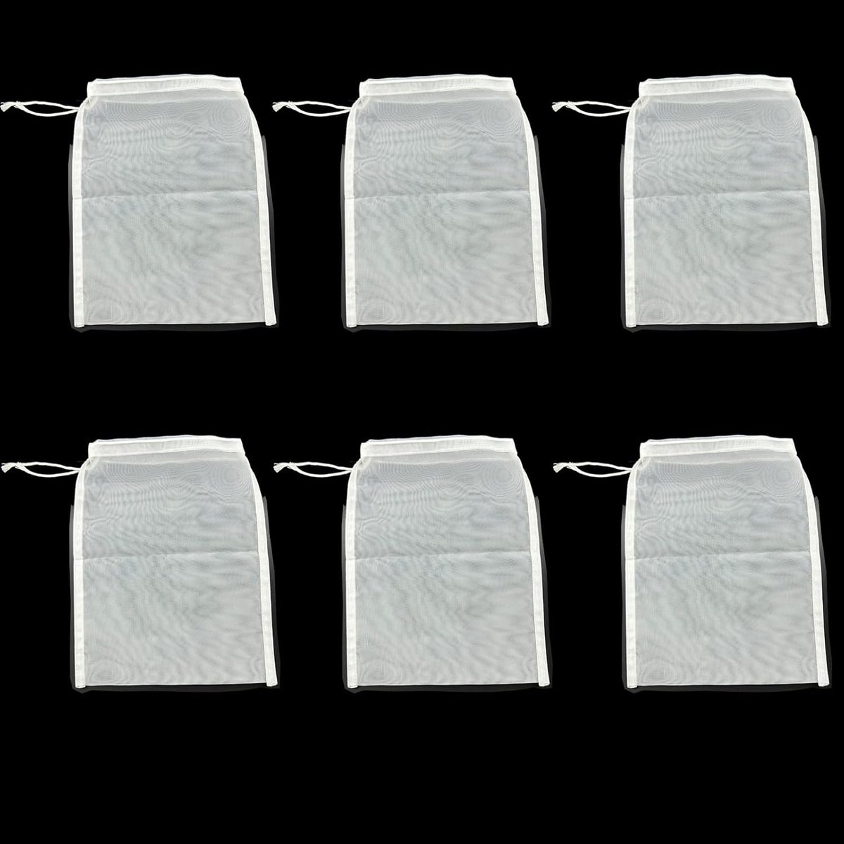 6 stuks aquariumfilterzakken met trekkoord, aquariumfiltermateriaal 120 micron media mesh voor actieve kool, bioballen, 15 x 20 cm, filterzak voor aquaria, wit