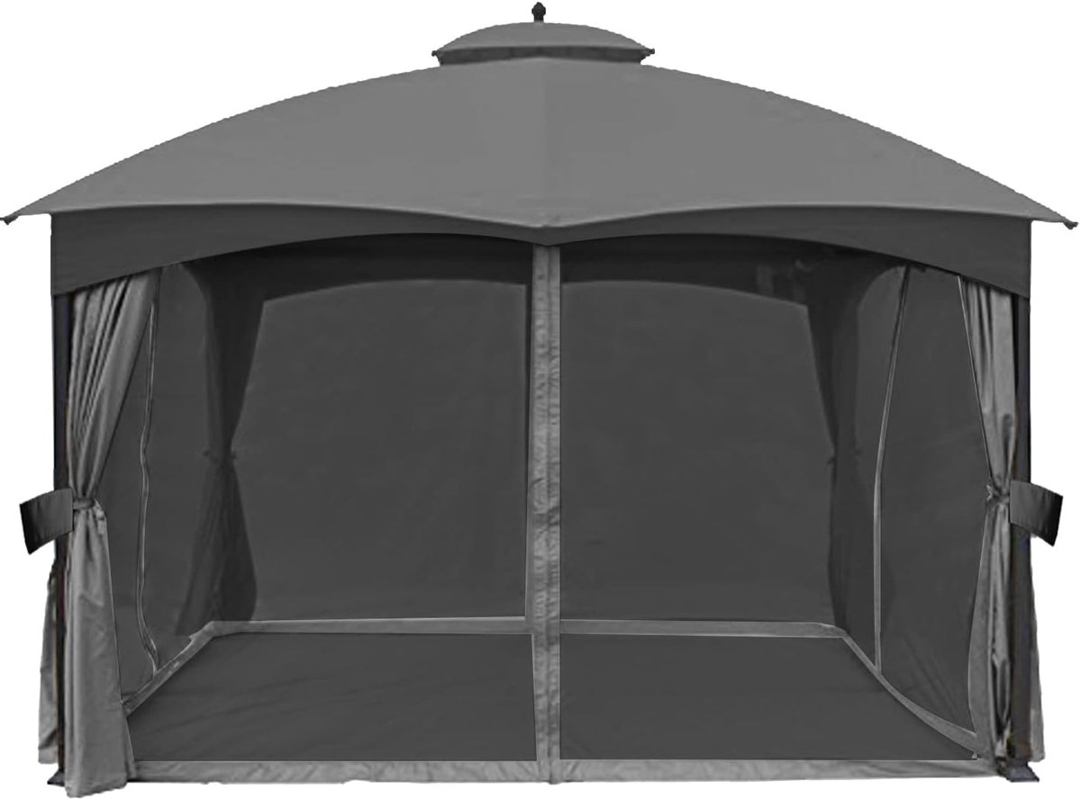 Replacement Netting Walls for 10' x 12' Gazebo, Gray