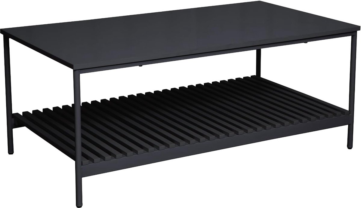 Amal Salontafel, koffietafel, woonkamertafel, bijzettafel, kleine koffietafel, salontafel met legplank, banktafel, zwart