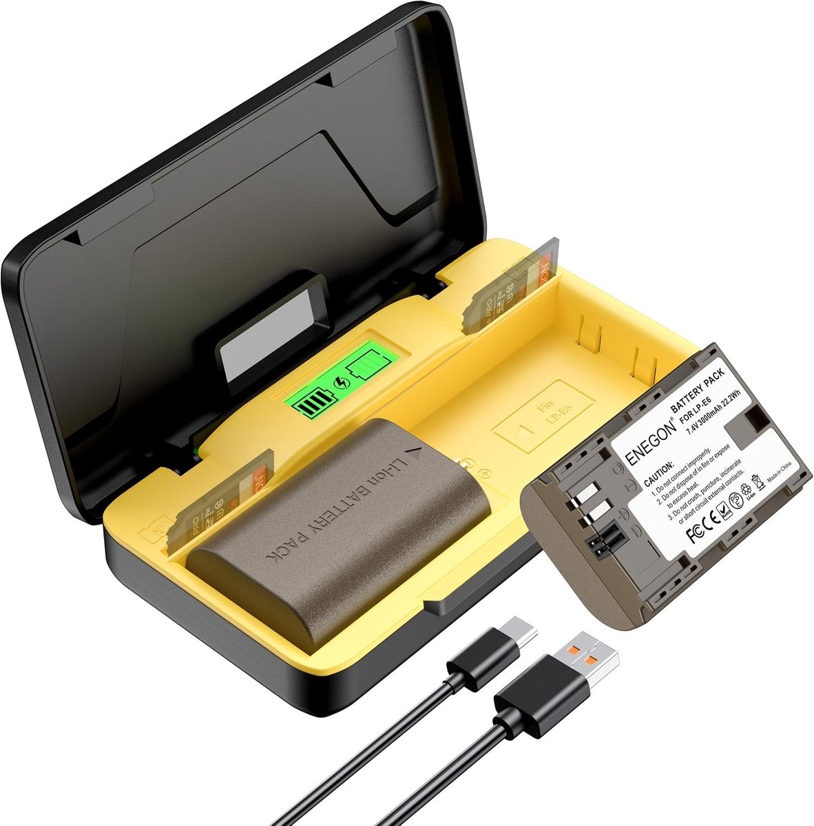 Dual Battery Storage Snellader Kit voor Canon Camera's met 2x 3000mAh Accu's en LCD Display