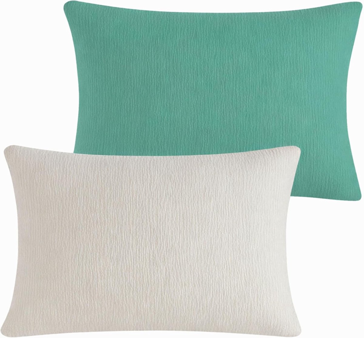 2 stuks kussen voor baby's en peuters, 40 x 60 cm, katoen, babykussensloop, geschikt voor babybedaccessoires, geschikt voor jongens en meisjes (groen en lichtgrijs)