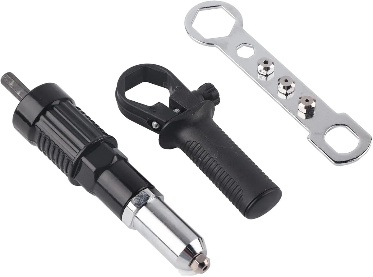 SnelShoppen - Elektrische Rivette Tool Set RVS Rivet Gun met Comfortabele Handgreep, Adapter en Draagbare Accessoires voor Stabiel Gebruik