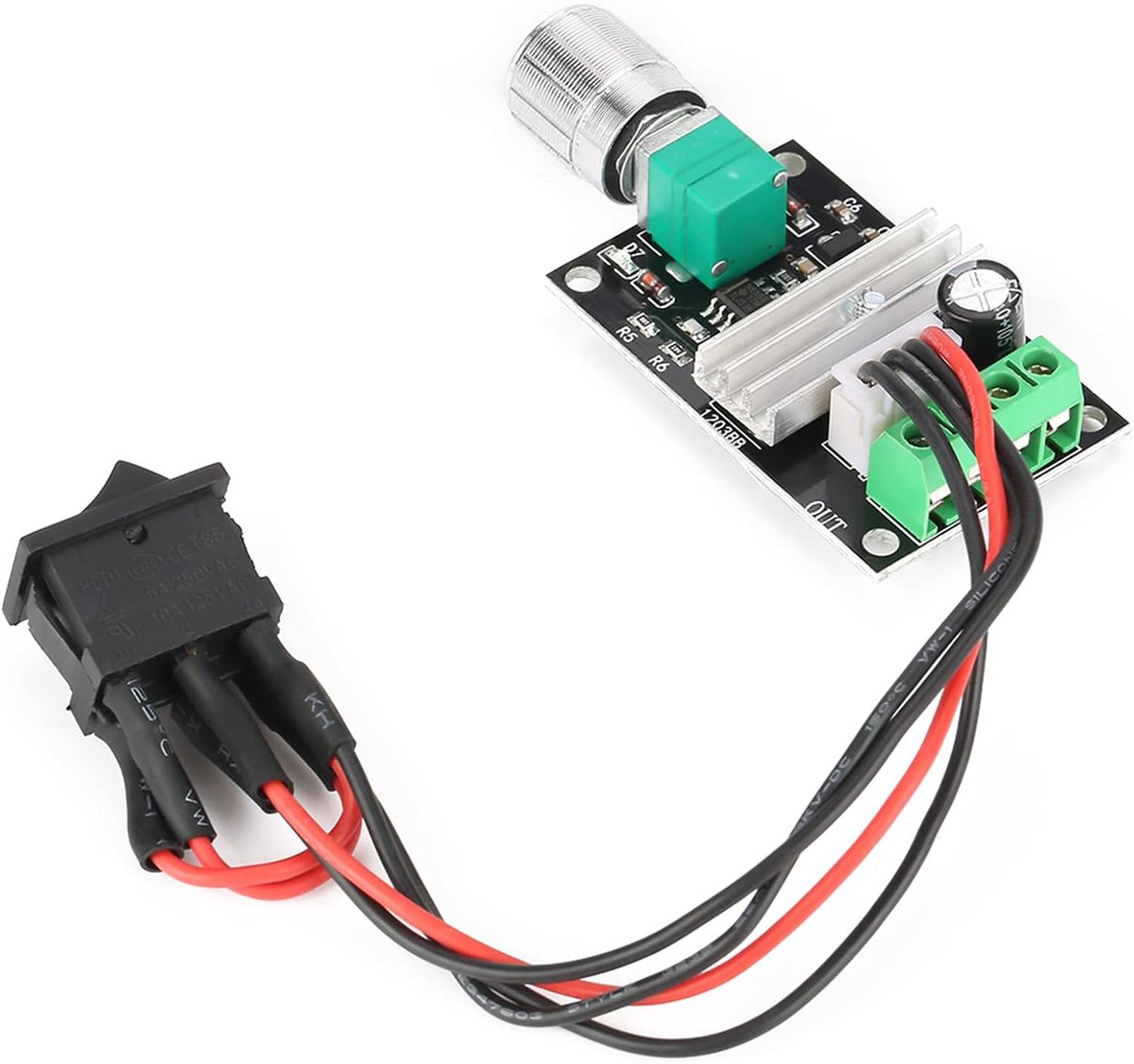 SnelShoppen - DC 6V 12V 24V 3A PWM Motor Speed Controller, 12V DC Motor Regulator met Schakelaar, Verstelbare Snelheid en Omkeerfunctie voor Tuin, Keu