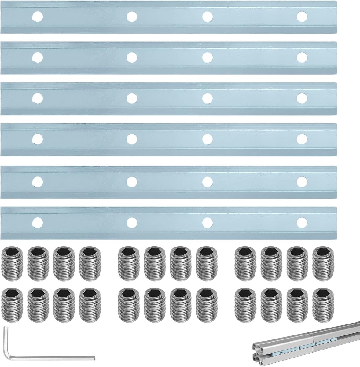 6 Pcs 30 x 30 Straight Line Connector, Aluminum Profile Straight Line Connector, Flat T-Groove Plate Holder with - ShopVlot