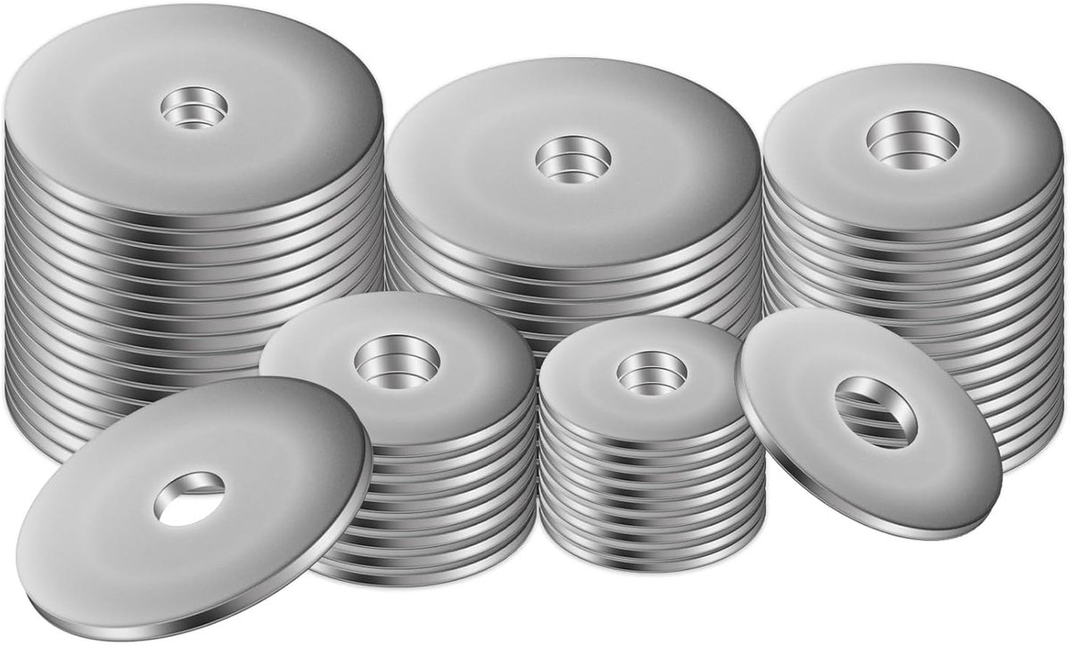 M6 Washer Set 50 Pieces Large Washers M6 x 25 304 Stainless Steel Flat Washers Body Discs Lock Washers for Screws Nuts - ShopVlot