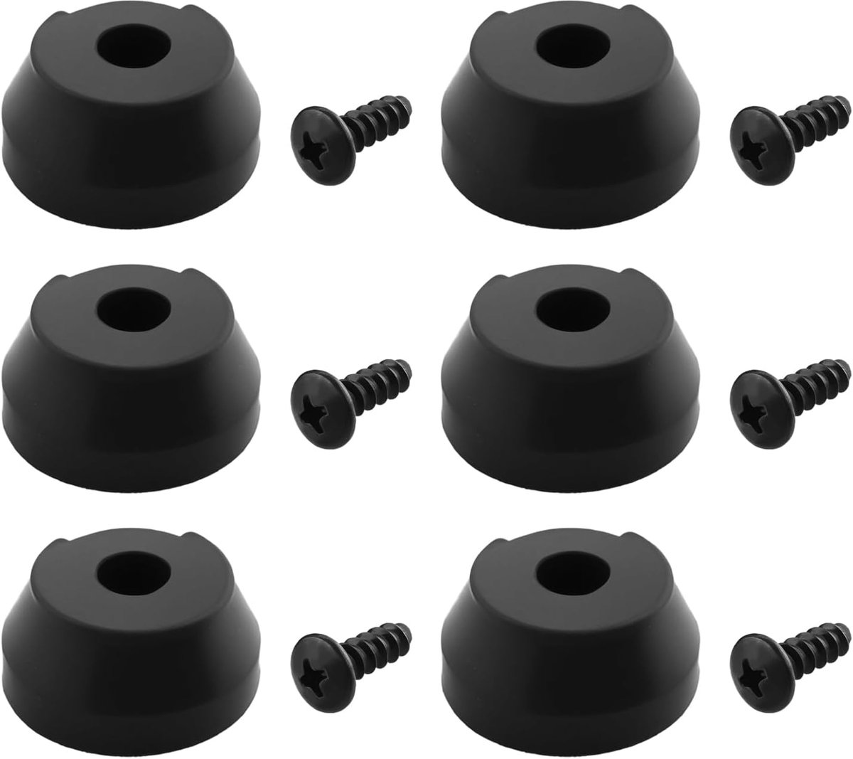 SnelShoppen - 6x Schroefbare Rubber Cane Tips Vervangingen voor Vouwstokken - Antislip, 34mm Onderdiameter, 10mm Bovenopening, 26mm Bovenkant, 16.4mm