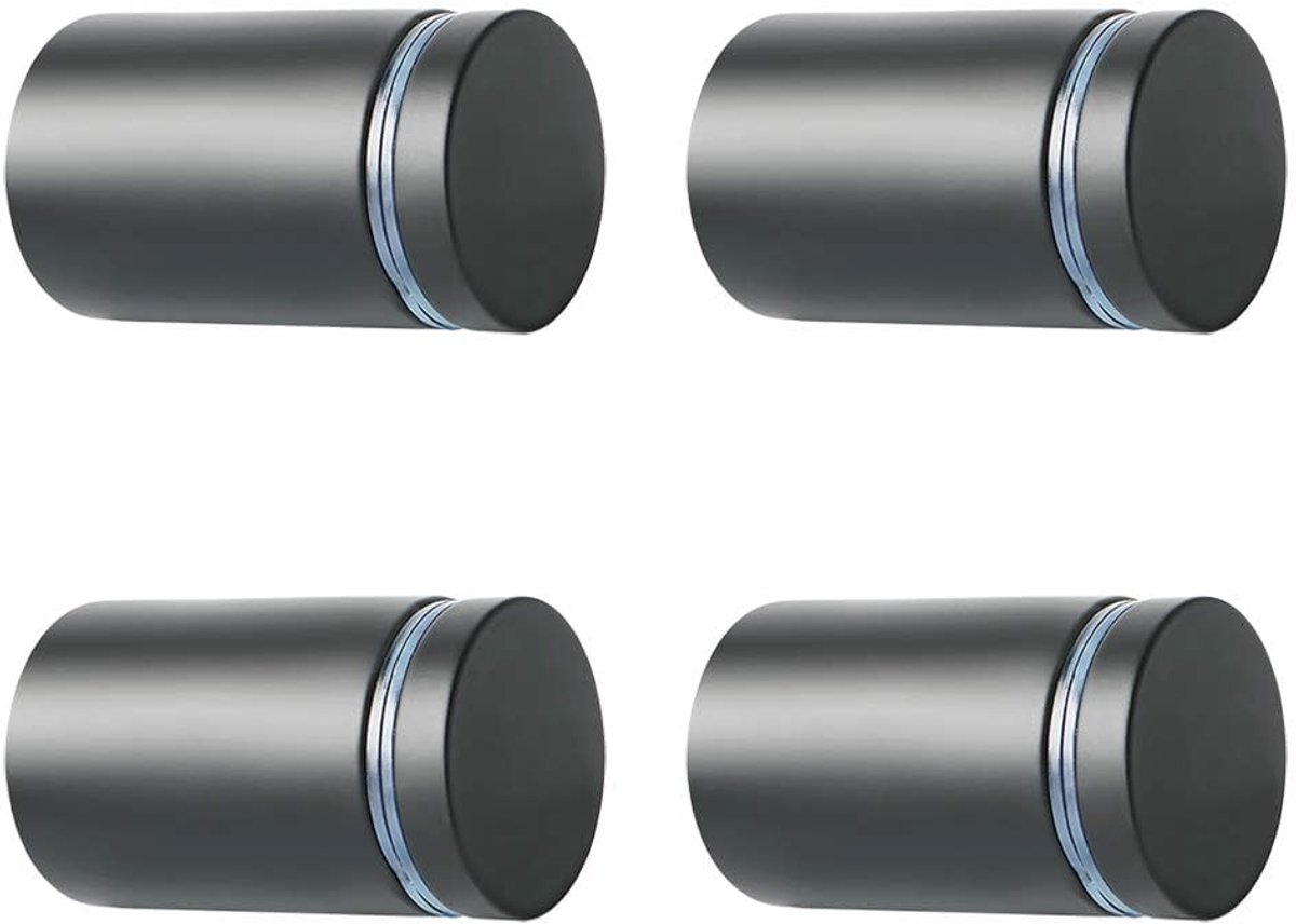 SnelShoppen - 4 Stuks RVS Glas Standoffs, 20mm Advertentie Spijkers voor Acryl Foto Frame en Borden, Wandmontage, Matte Zwart