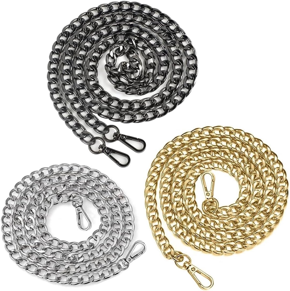 3x Universele Tas Ketting 120 cm - Verstelbare Schouderketting met Haken voor Handtassen en Portemonnees
