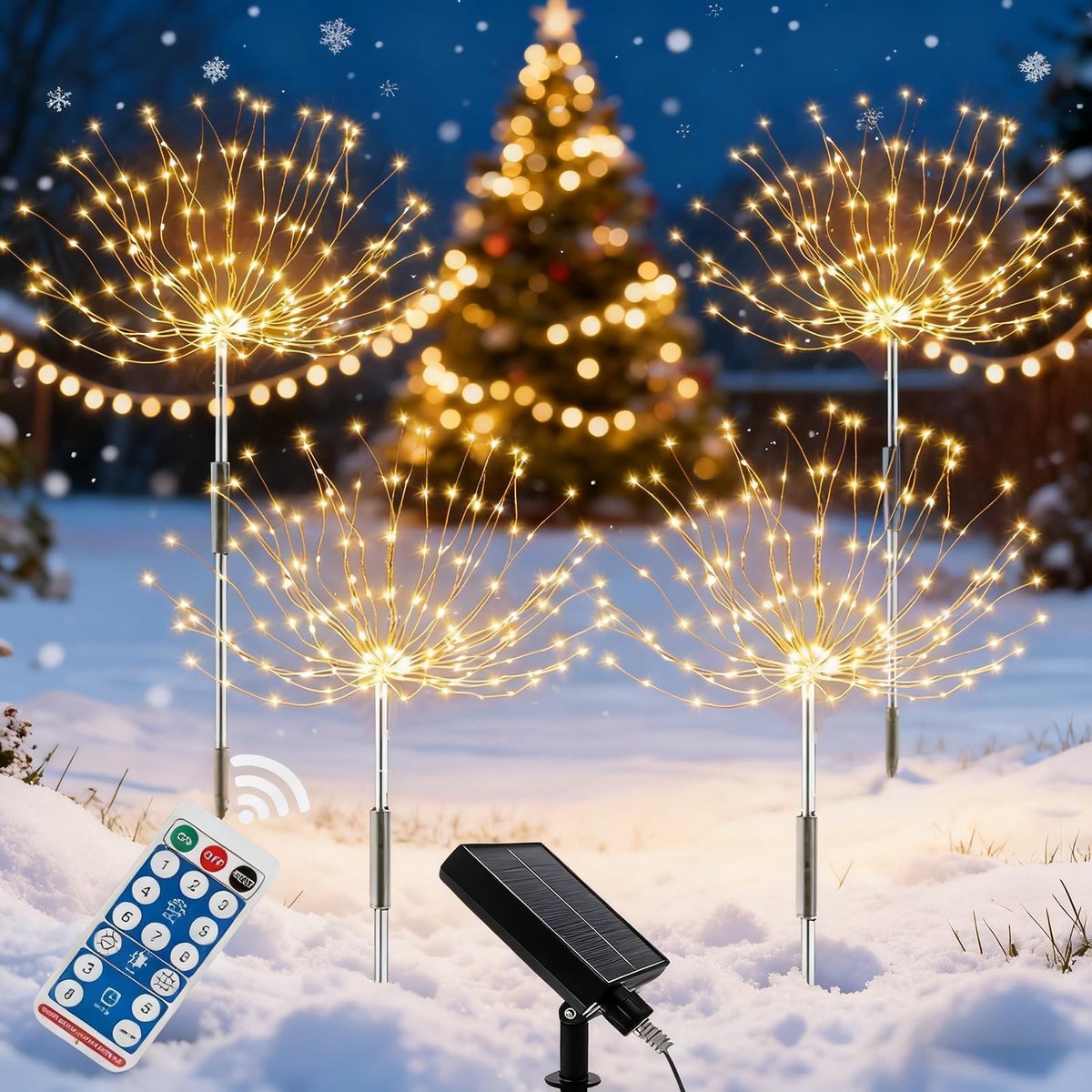 Omgoods - Set van 4 Solar Tuinverlichting met 120 LEDs en 8 Modus