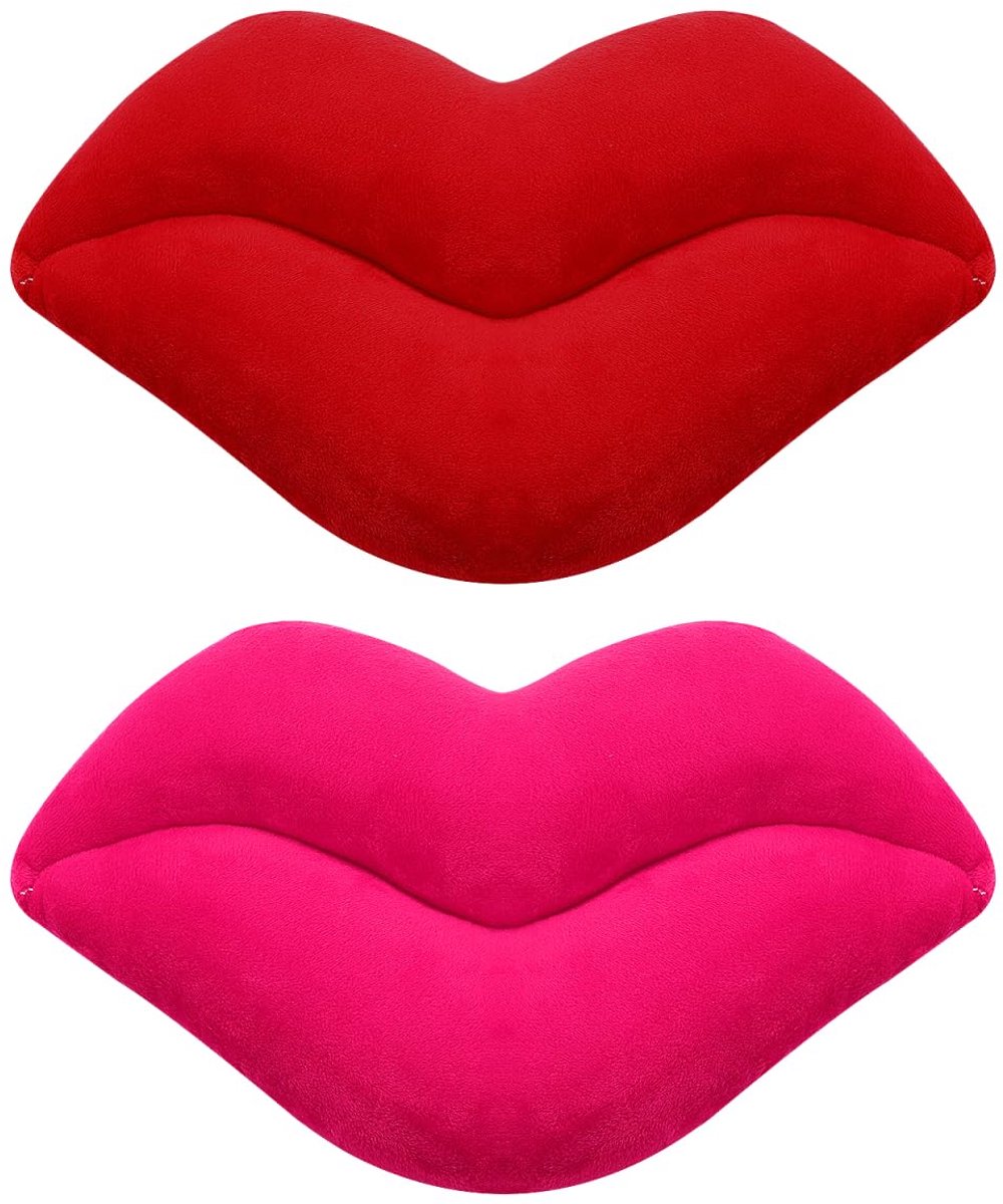 Omgoods - Lippenkussen - Pluche sierkussen - Zacht en comfortabel - Roze - Decoratie voor woonkamer en slaapkamer - Valentijnscadeau - Geschikt voo...