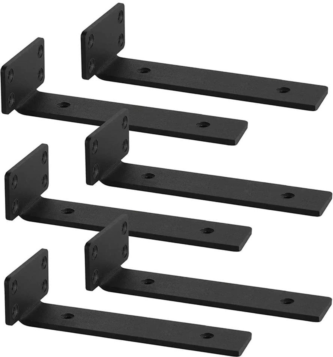 Omgoods- Plankdragers Zwart - 6 Stuks - Zwaarlaststeun - Wandmontage - Onzichtbaar - Industrieel Ijzer - 25cm - Planksteunen