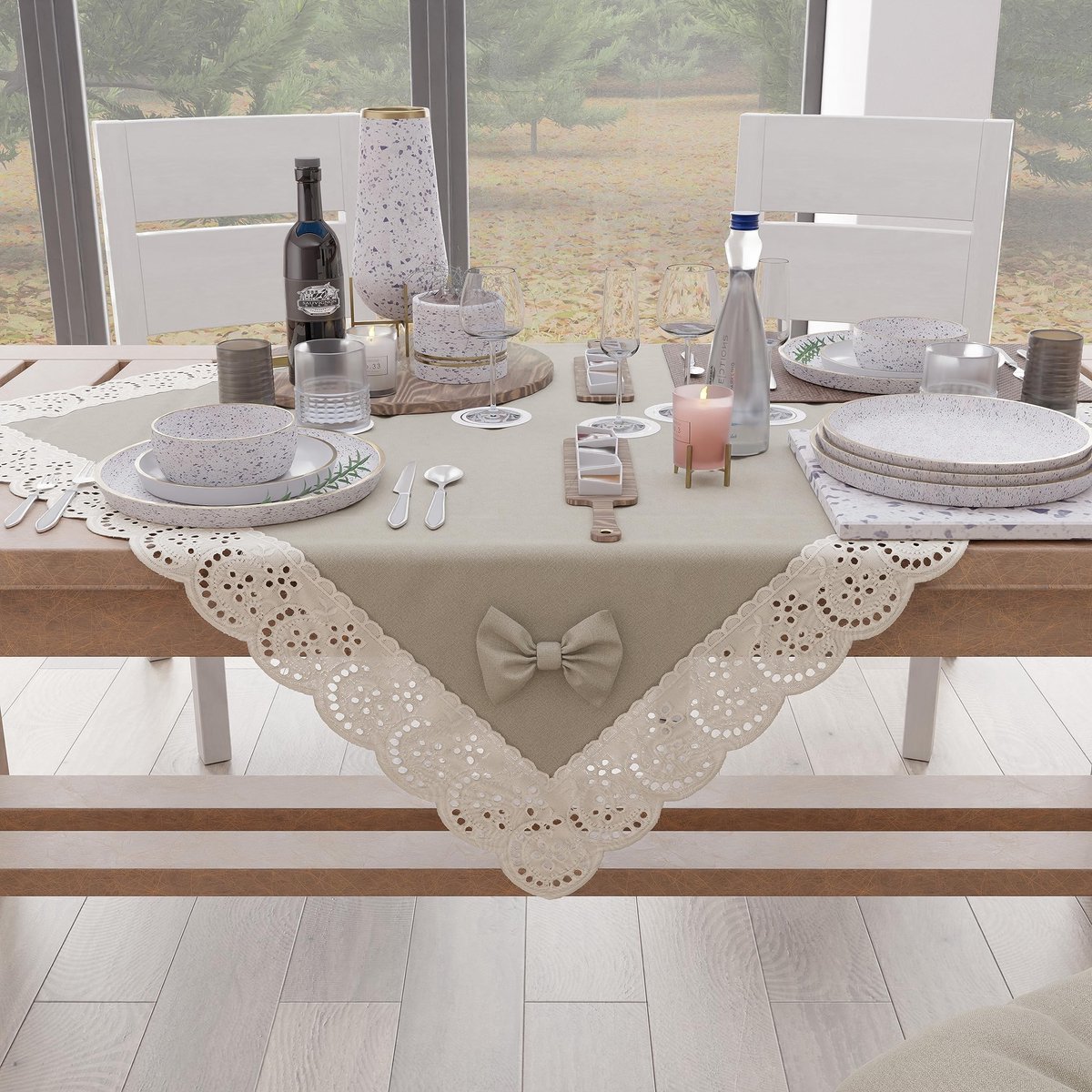 Omgoods - Elegante Tafelkleed met Rimpel en Bogen