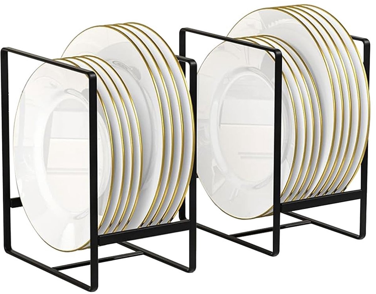 Omgoods- Bordenhouder - Set van 2 - Antislip - Bordenstandaard - Organizer - Roestvrij staal - Multifunctioneel ontwerp - Vaathouder