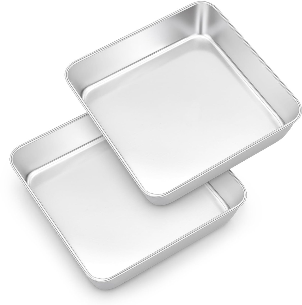 Omgoods - Roestvrijstalen Vierkante Bakvorm Set - 2-delig 20x20x5 cm