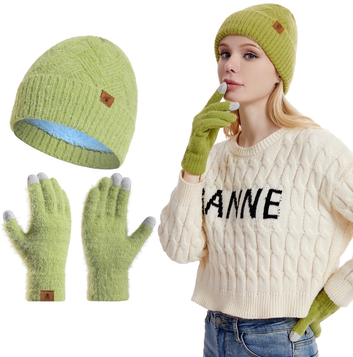 Omgoods - Set van Damesmuts en Touchscreen Handschoenen voor de Winter