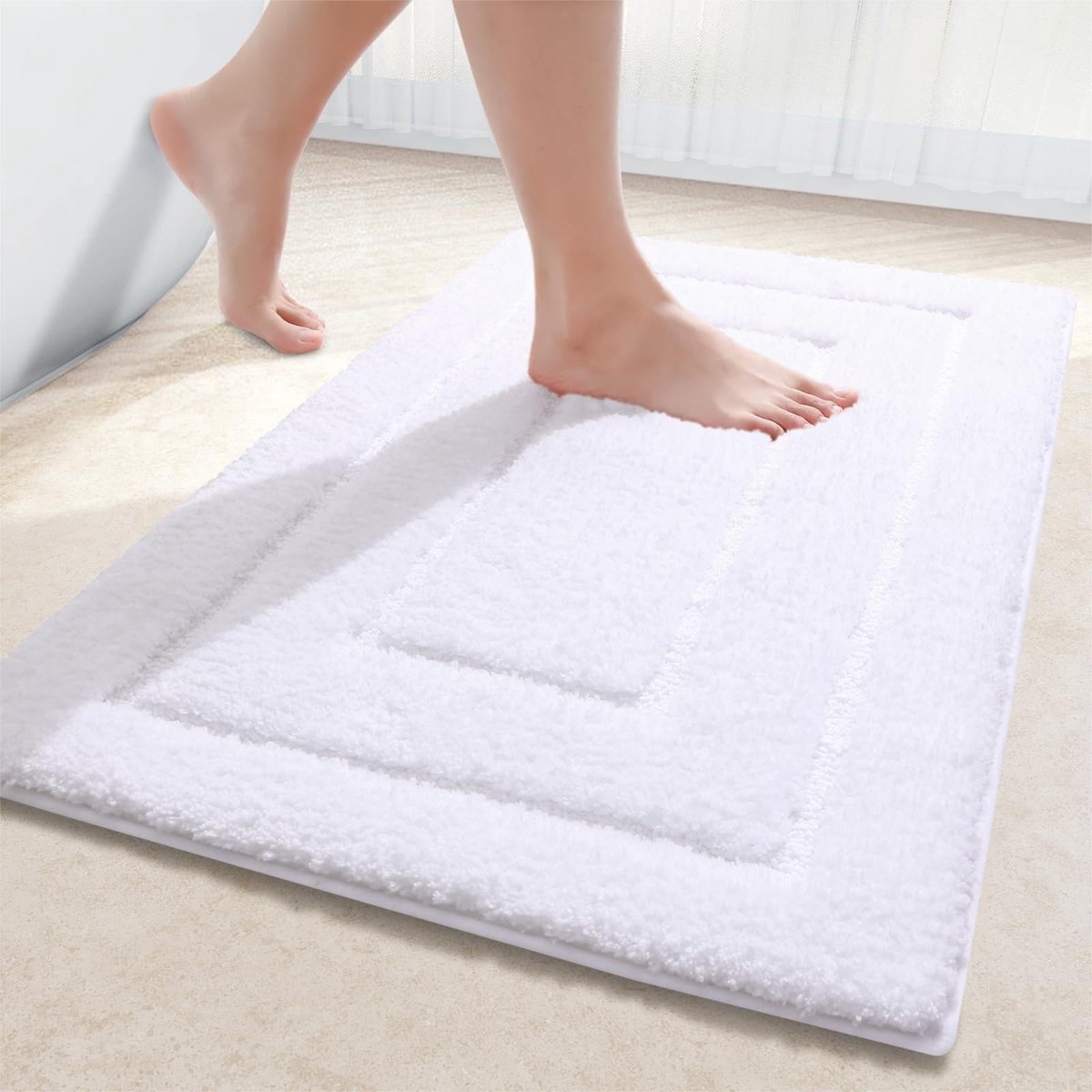 Omgoods - Microvezel Badmat, Antislip en Wasbaar, 60 x 120 cm, Wit