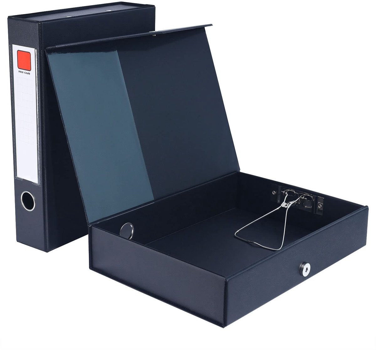Omgoods - Set van 2 A4 Archiefdozen met Veer en Ring, Zwart