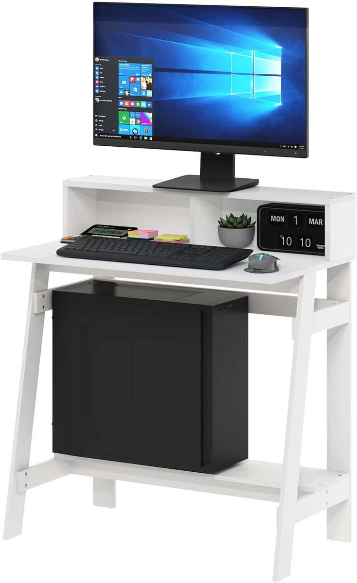 Omgoods - Minimalistisch Wit Computerbureau met Opbergruimte