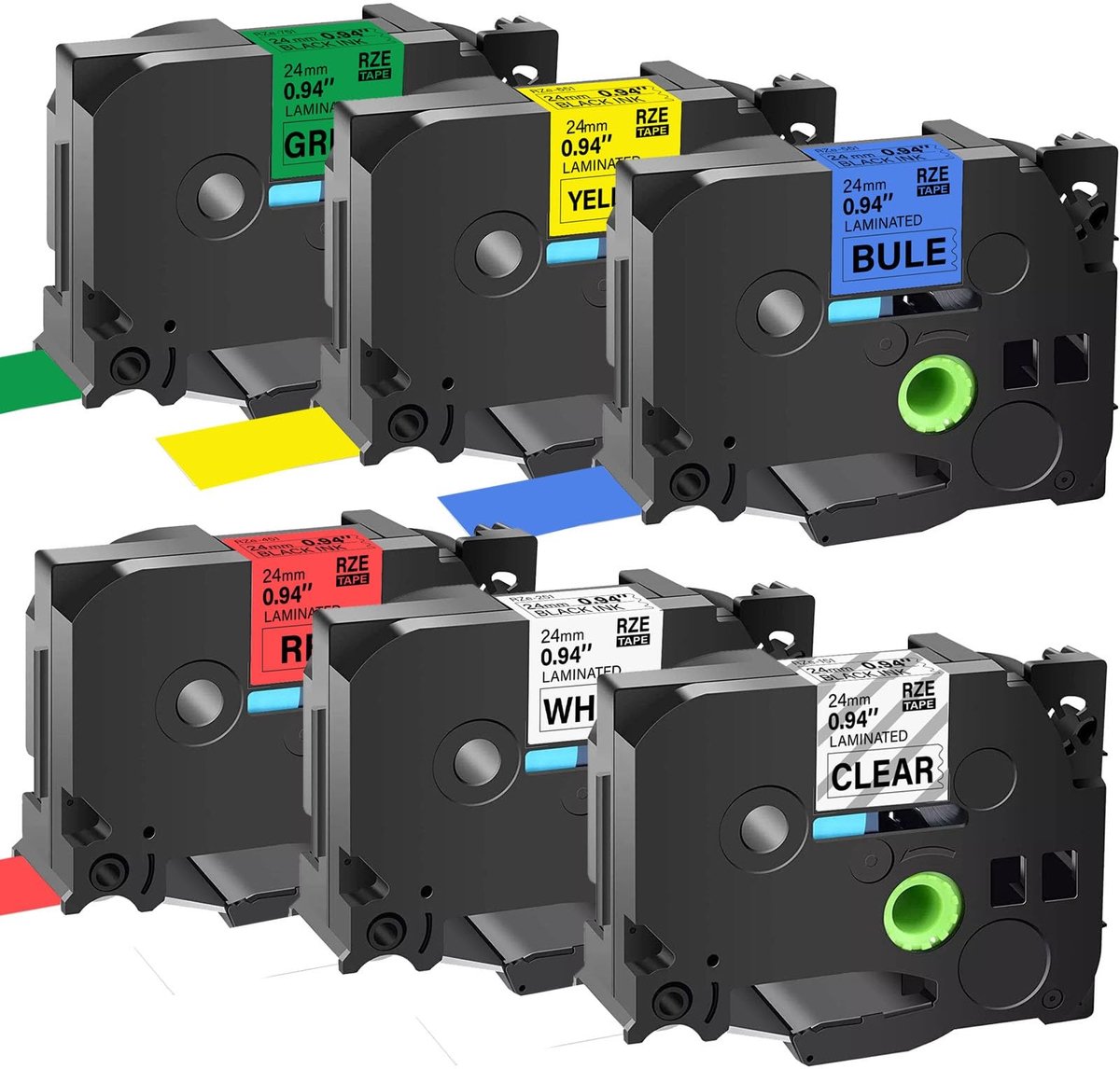 Omgoods - Label Tapes Compatibel voor Brother P-Touch - 6 Pack 24mm