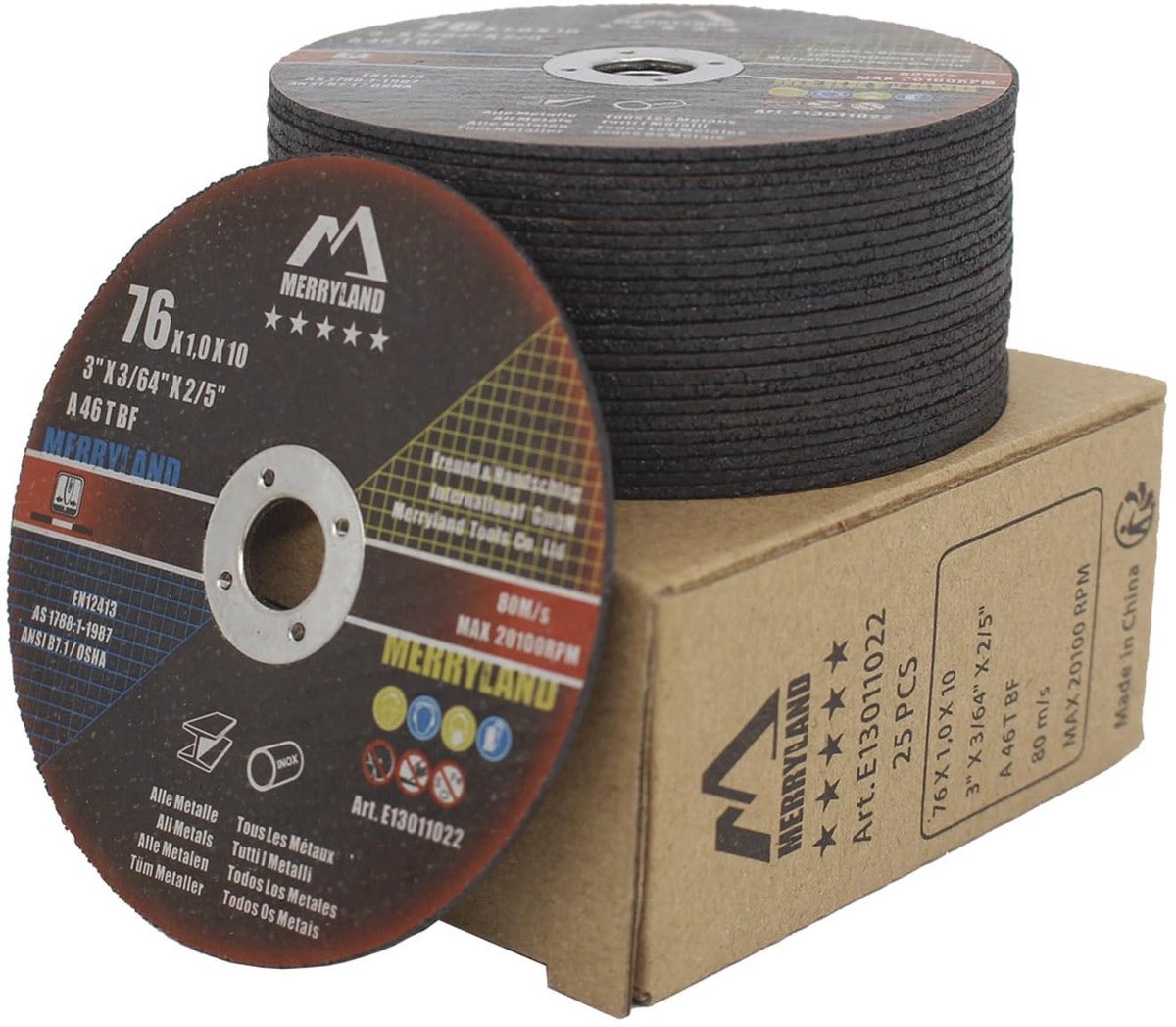 Omgoods- Doorslijpschijf 76 mm - Metaal/Staal - Roestvrij Staal/IJzer - Snijschijf voor Haakse Slijper - 25 Stuks - Dunne Flexschijf 1,0 mm