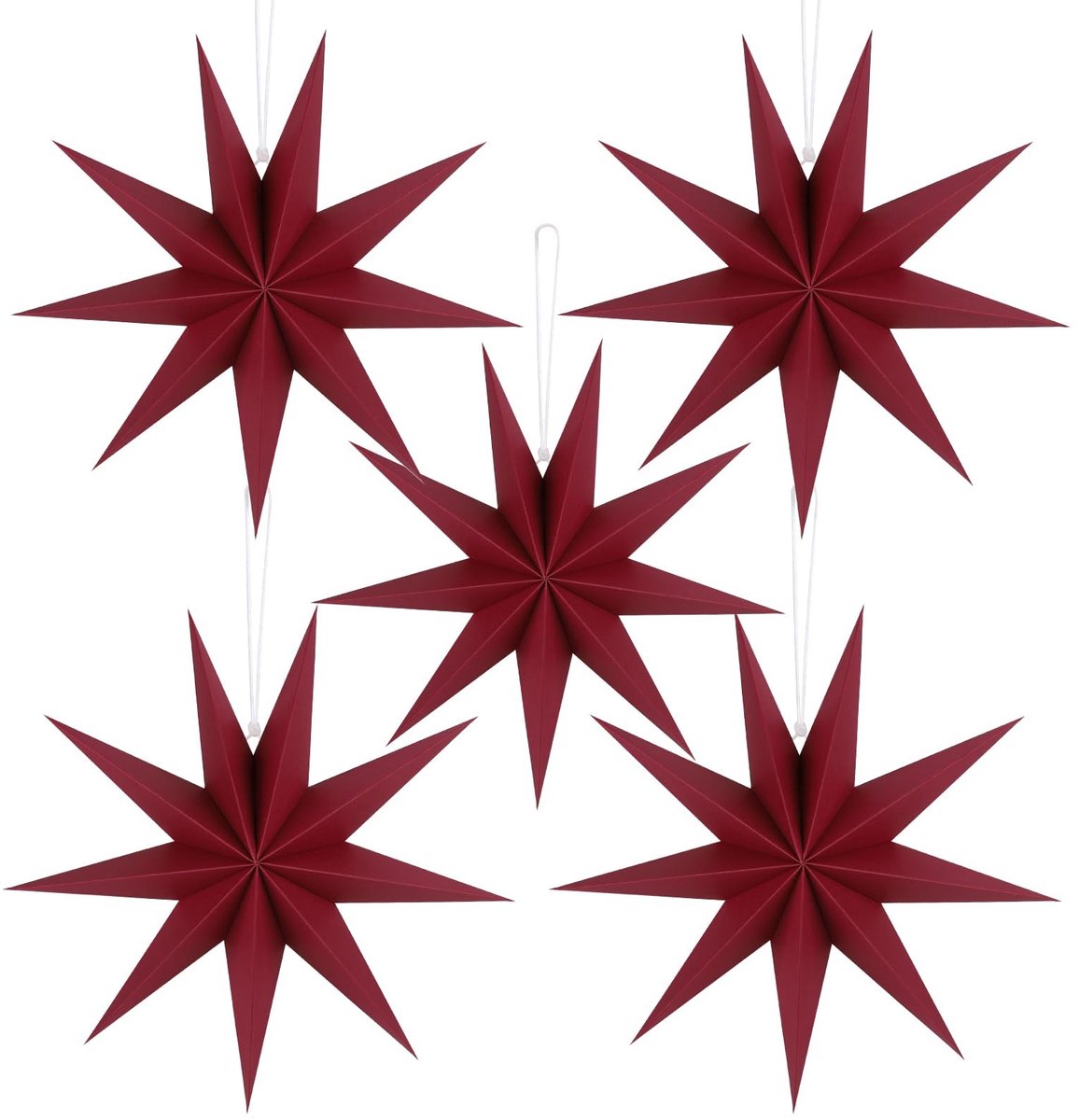 Omgoods - 5 Stuks Papieren Sterren voor Kerstdecoratie