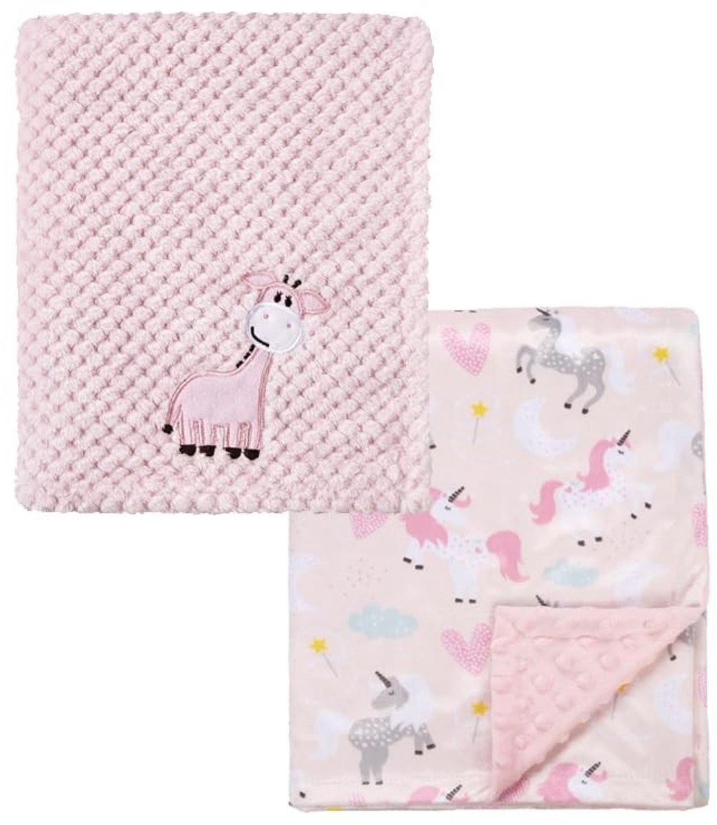 Omgoods - Set van 2 Schattige Baby Dekens van 75x100cm