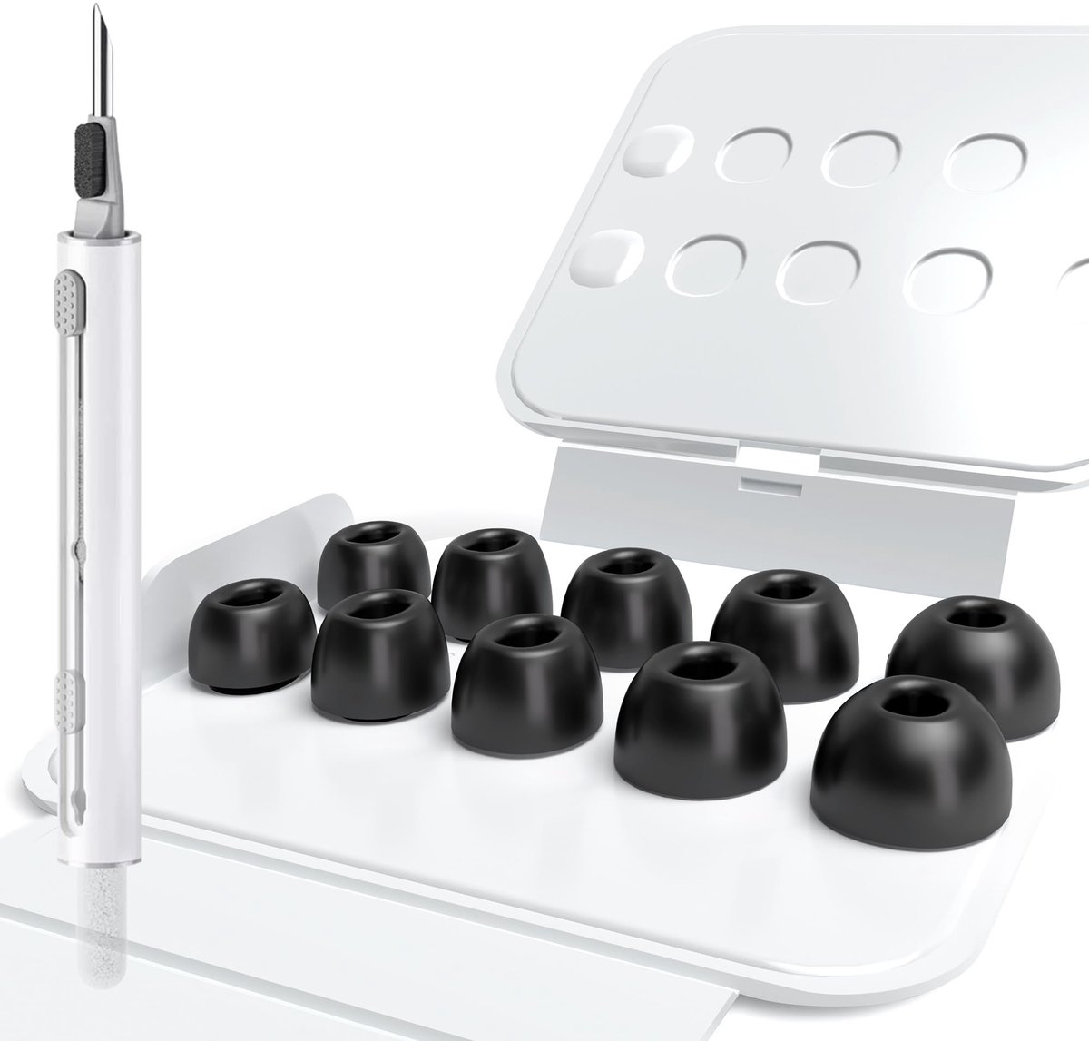Omgoods - 5 Paar Geheugen Schuim Oorkussen voor AirPods Pro 3 - Inclusief Reinigingsset