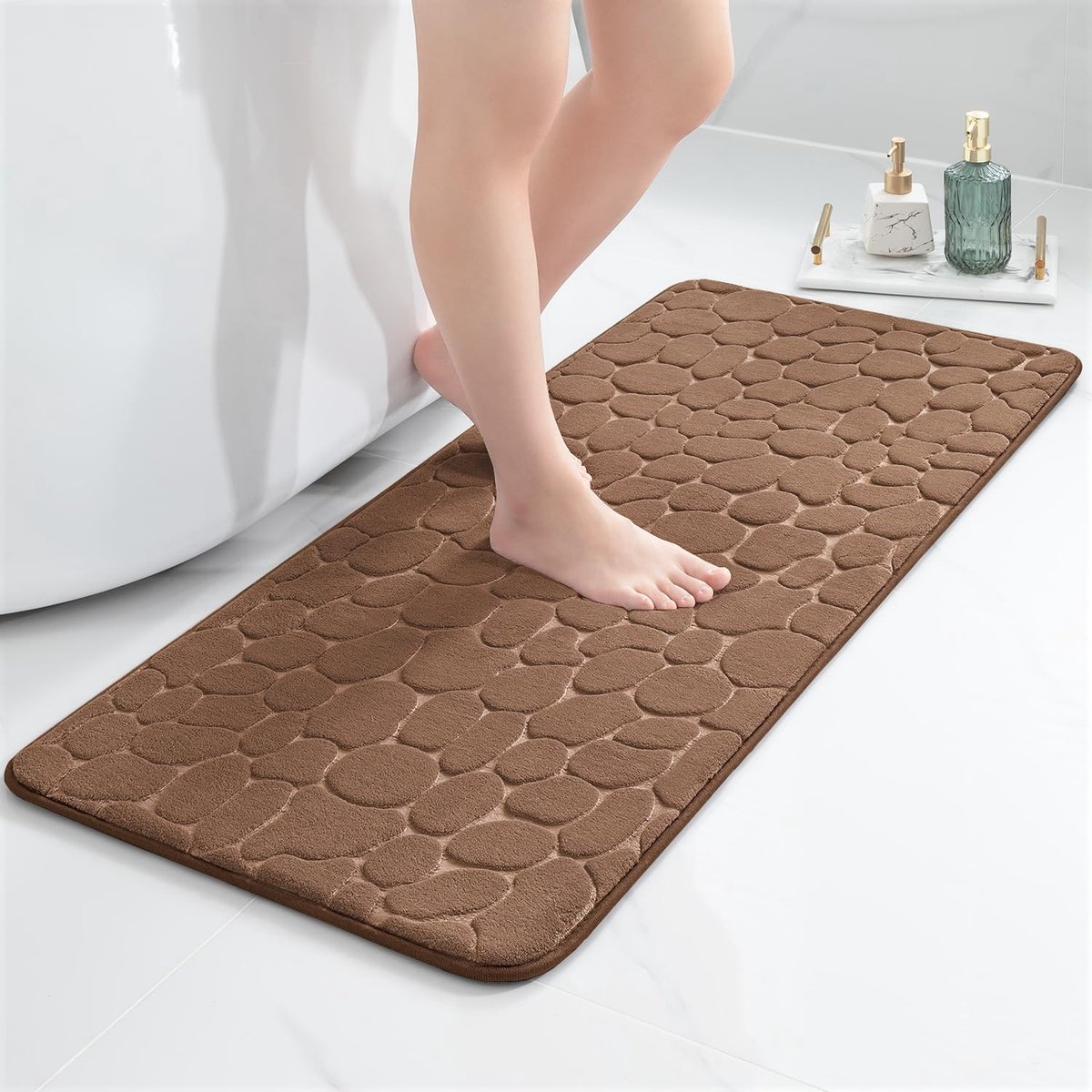 Omgoods - Geheugen Schuim Badmat 60 x 120 cm Bruin