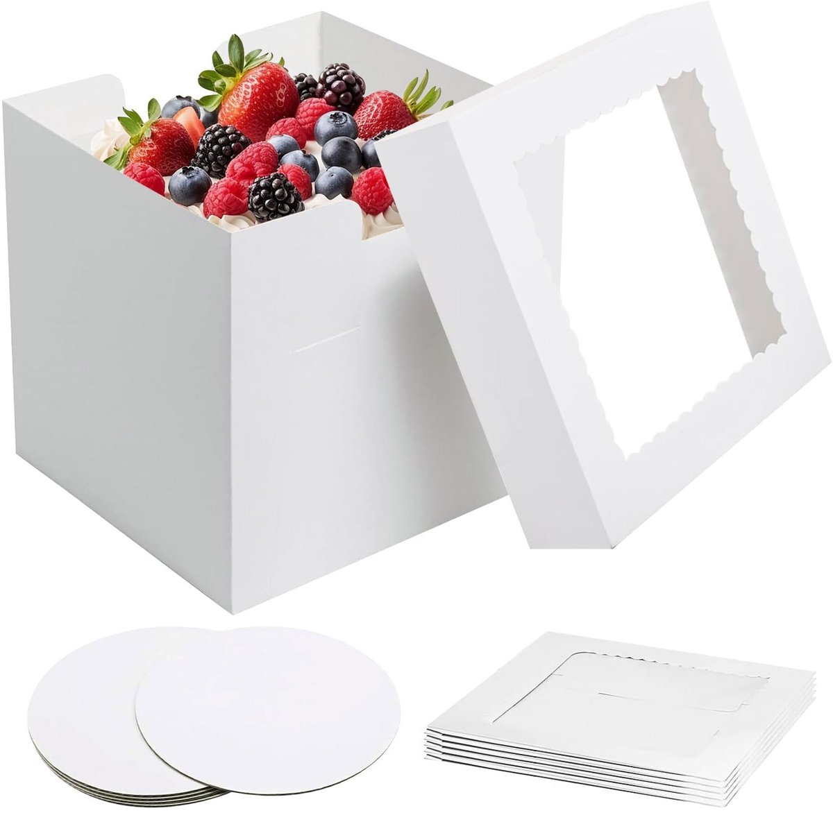 Omgoods - Set van 5 Cakeboxen met Transparante Raam