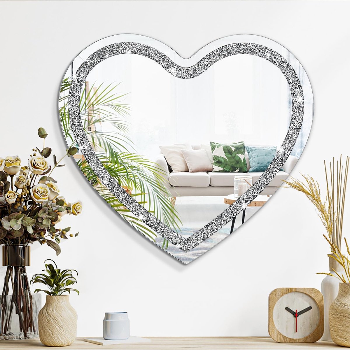 Omgoods - Kristallen Wandspiegel in Hartvorm 50x50cm