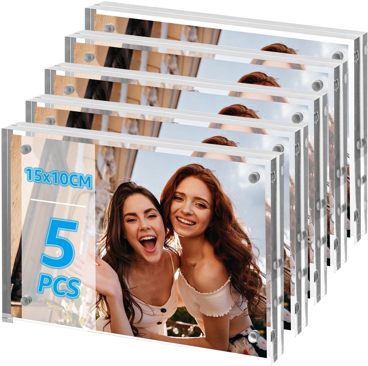 Omgoods - Set van 5 Dubbelzijdige Acryl Fotolijsten 10x15 cm