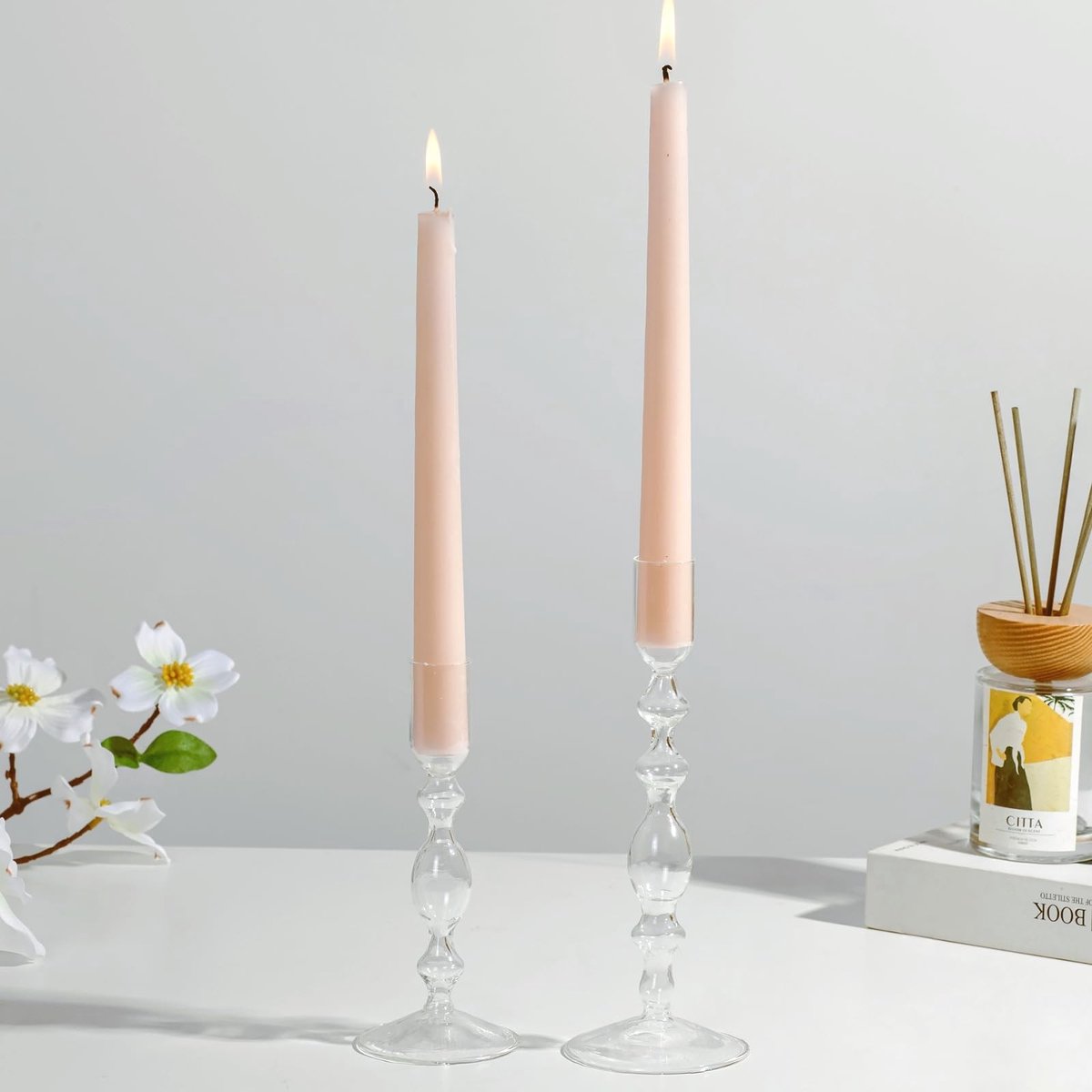 Omgoods - Set van 2 Glazen Kandelaars voor Moderne Decoratie