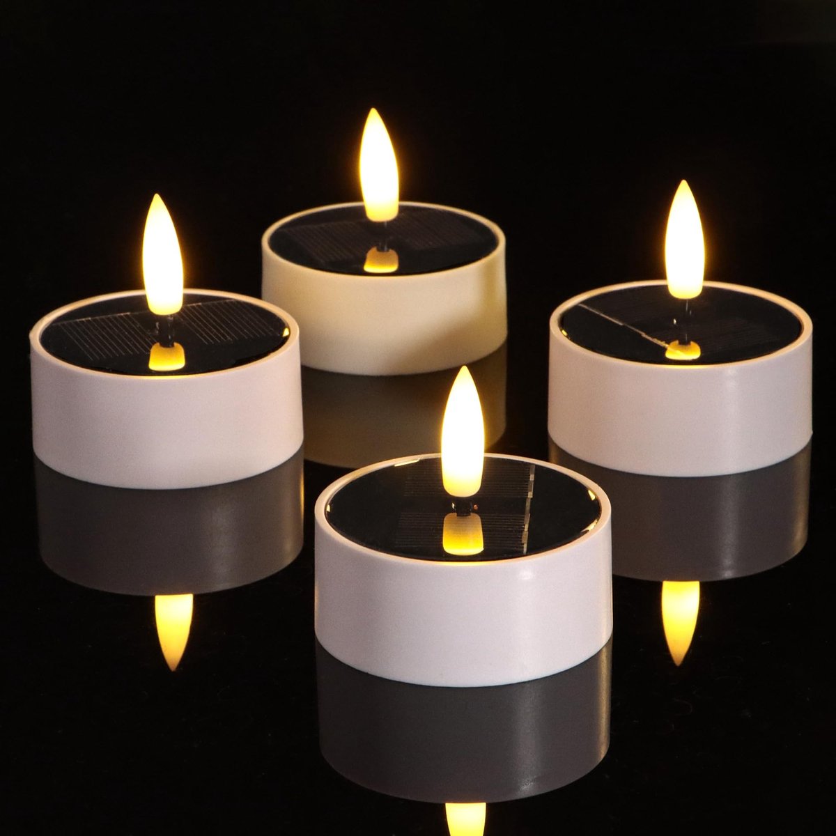 Omgoods - Set van 4 LED Solar Theelichten met Timerfunctie