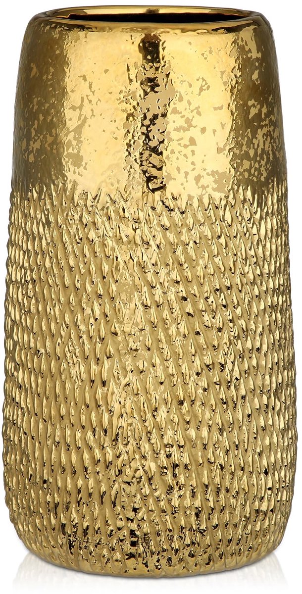 Omgoods - Gouden Keramische Vaas - 26 cm Hoge Decoratieve Vaas voor Bloemen