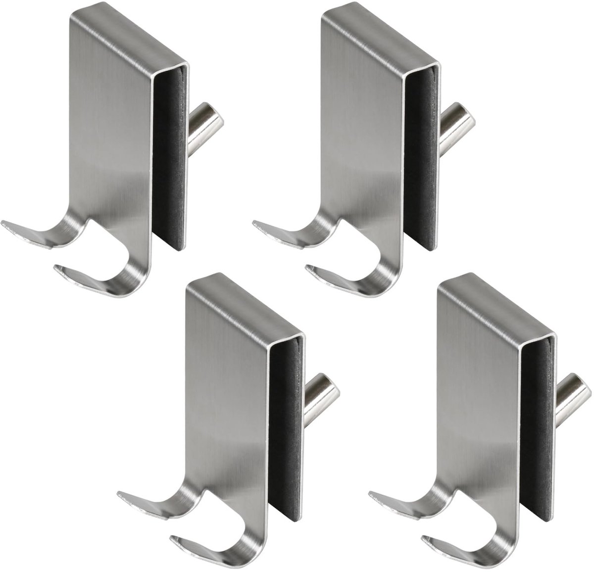 Omgoods - Douchedeur Haken - RVS - Dubbelzijdig - 4 Stuks - Zilver