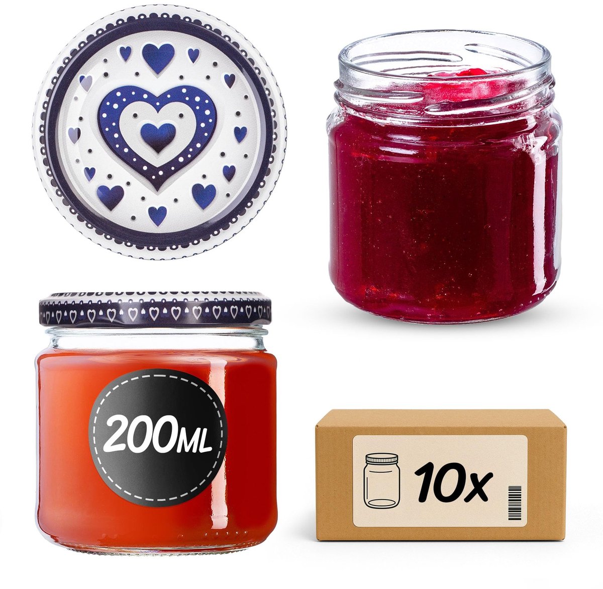 Omgoods - Set van 10 Inmaakpotten 200 ml met Draaideksel