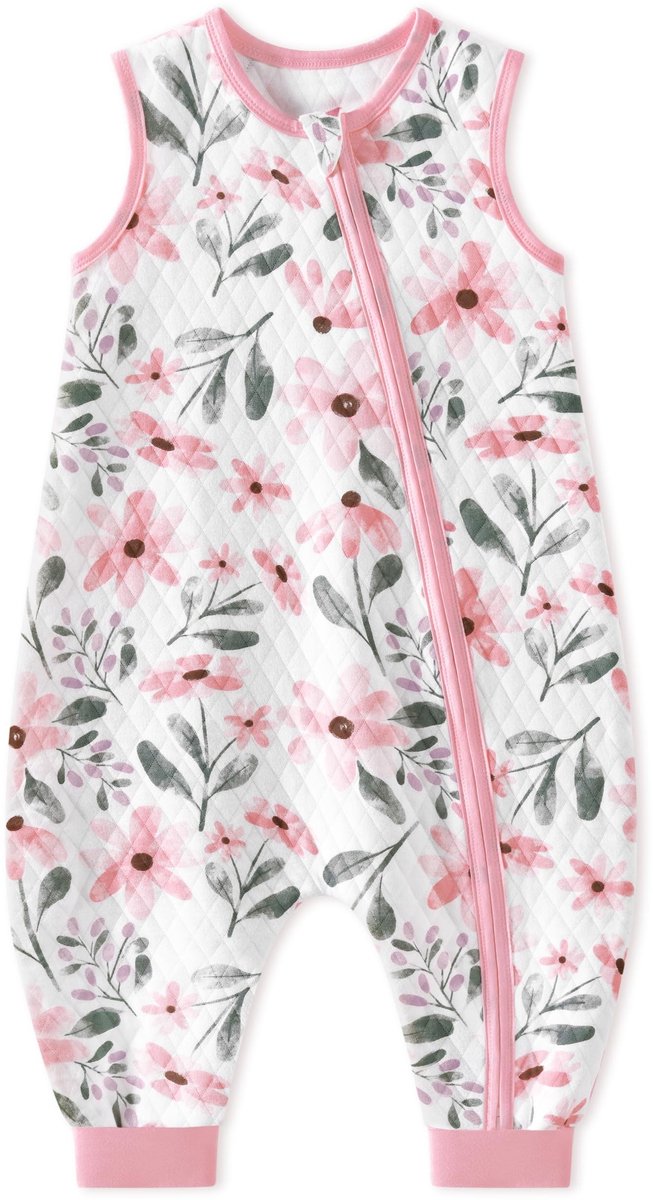 Omgoods - Kleine vierkante slaapzak met gesplitste benen, 90 cm, roze bloemen