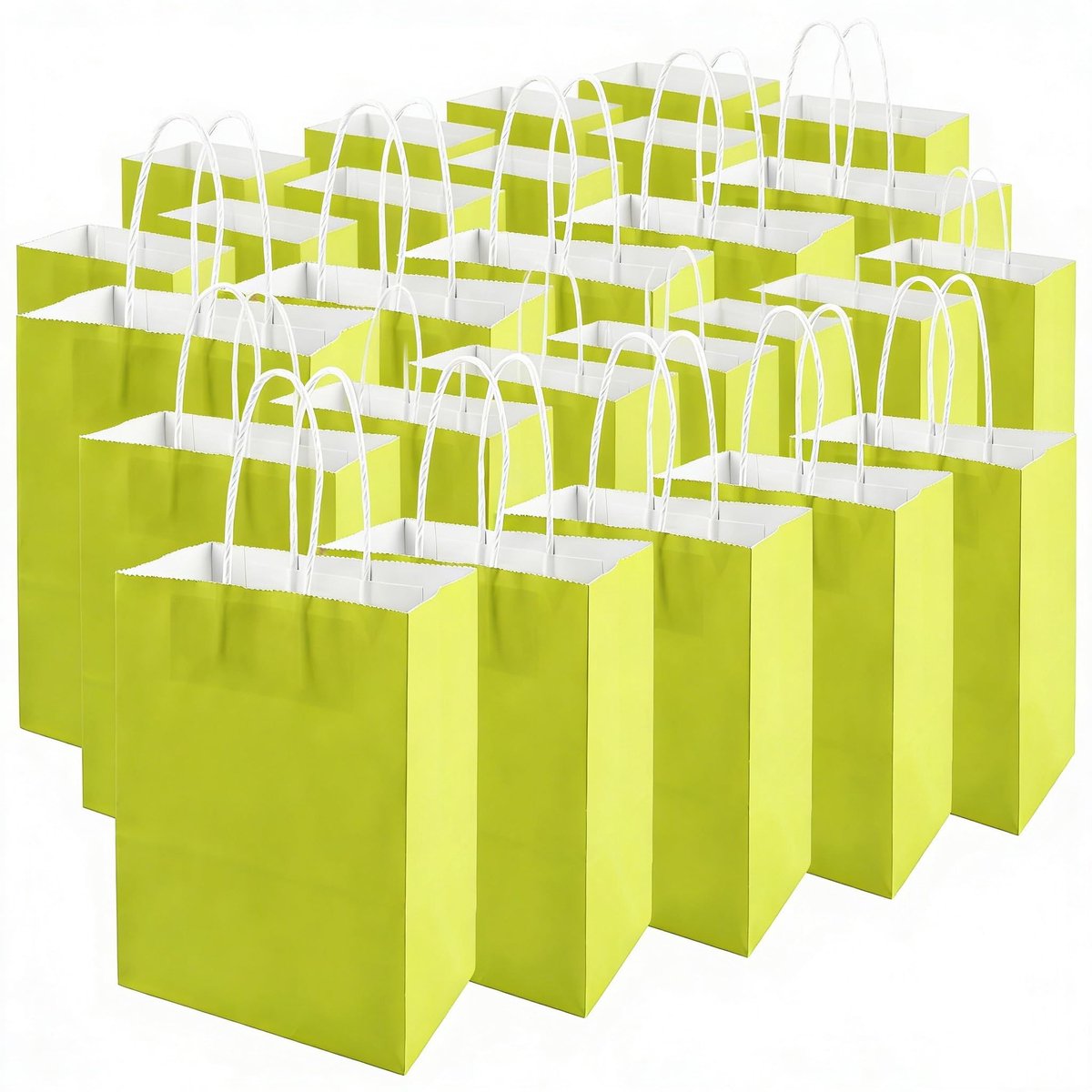 Omgoods- Cadeauzakjes Lichtgroen - Papieren Zakjes met Handvat - 75 Stuks - 15 x 8 x 21 cm - Draagkracht 2,5 kg - Kraftpapier - Geschenkzakken