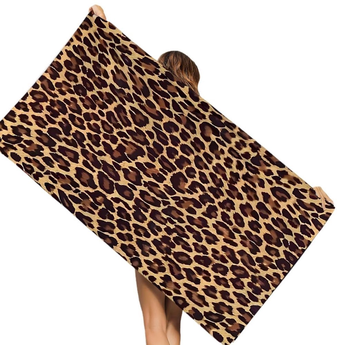 Omgoods - Grote Sneldrogende Strandhanddoek met Luipaardprint voor Kinderen en Volwassenen