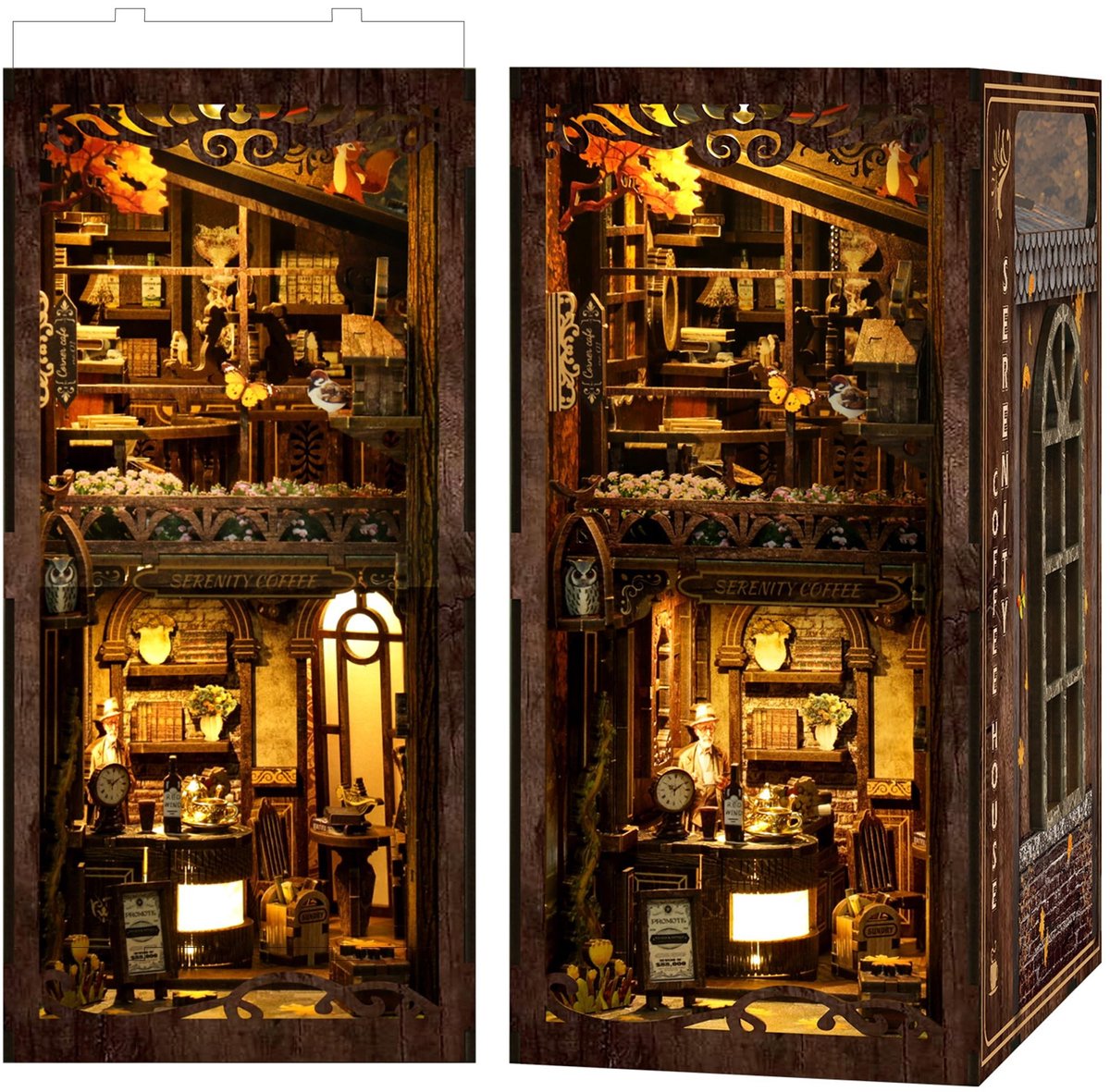 Omgoods - DIY Miniatuur Huis Boekhoek Set met LED Licht voor Creatieve Boekenplank Decoratie