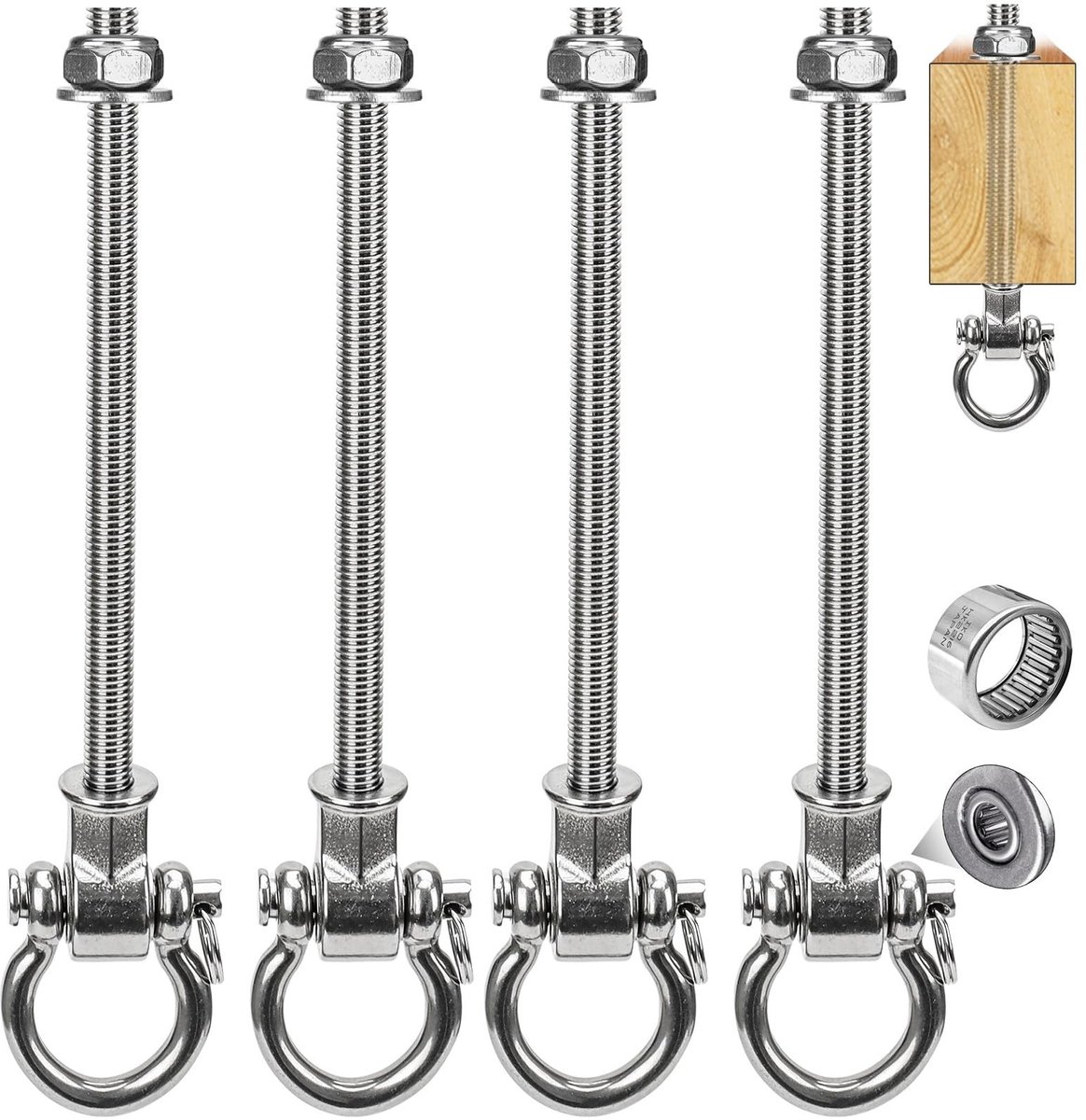 Omgoods - Set van 4 Swing Haken voor Houten Balken - 280 mm Draagkracht