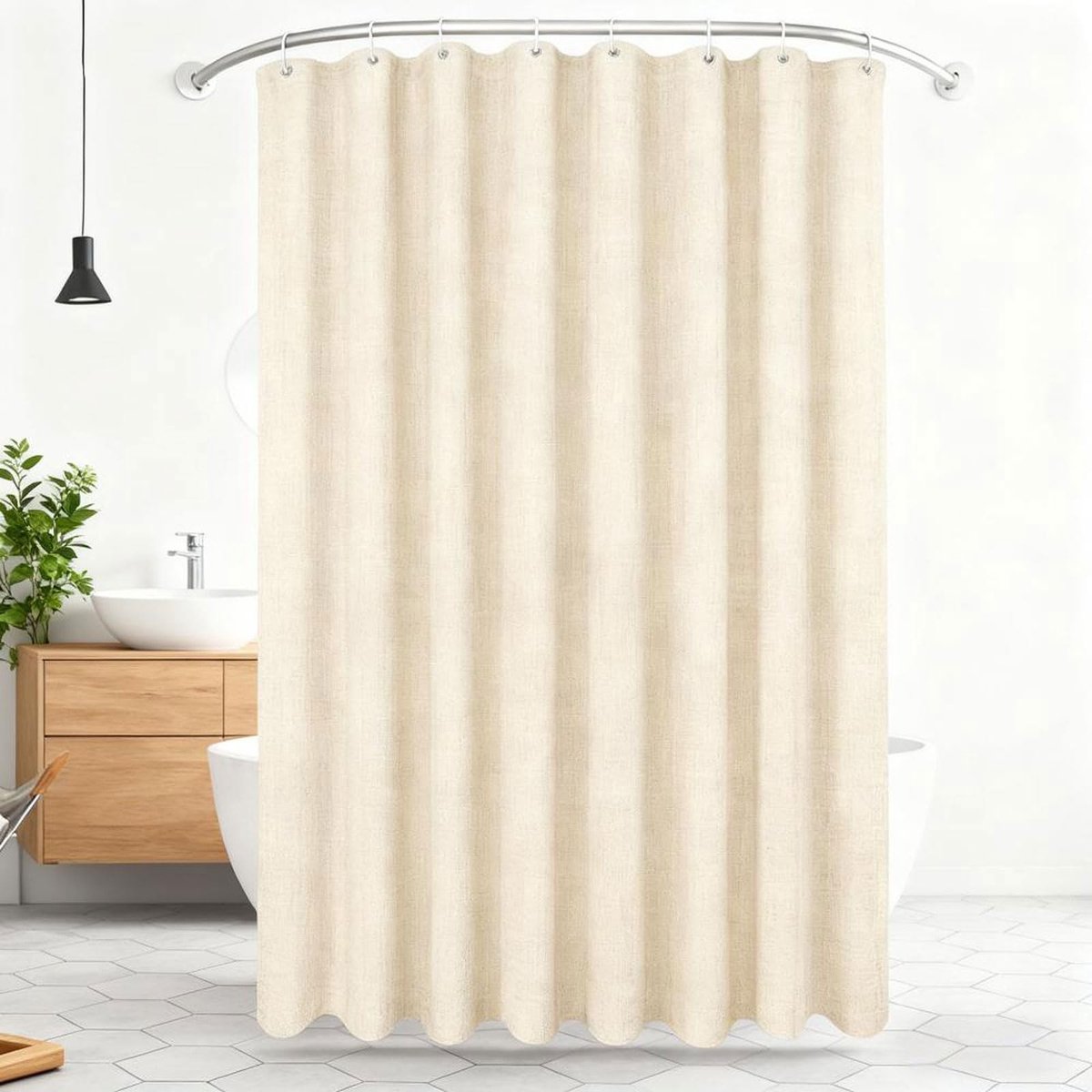 Omgoods - Anti-Schimmel Douchegordijn 100 x 200 cm - Beige met Ringen